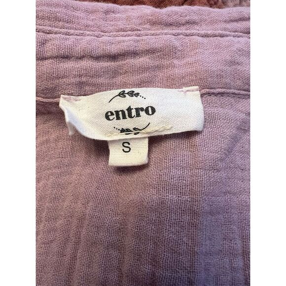 Anthropologie ENTRO Women's Colorblock V-Neck Collared Blouse Size S - Picture 8 of 10